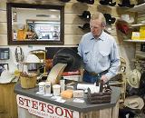 Hat fittings with Bob Bing, Owner, Cowboy Shop, Pinedale, Wyoming