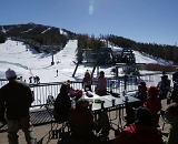 Sunny side on the decks at White Pine Grill, White Pine Ski Area, Pinedale, Wyoming