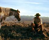 Wyoming Cowboy - A cowboy takes a break and enjoys the view on the top of Fremont Butte, near Pinedale, Wyoming.