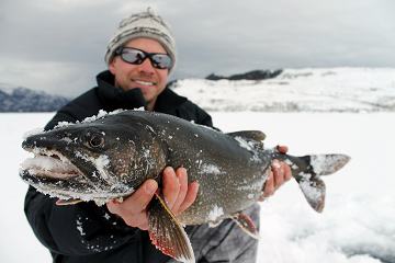 Ice Fishing - Moster lake trout catch on Fremont Lake